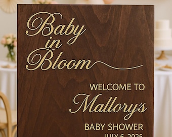 Custom Baby Shower Sign, Baby in Bloom, Welcome Sign, Wood Baby Shower Sign,  Baby Shower Decorations, Baby Shower Welcome Sign, Oh Baby