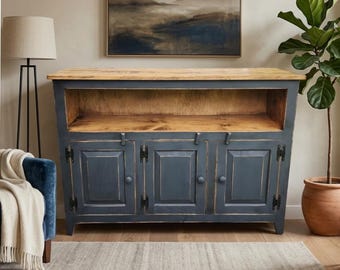 Rustic country-style pantry, handcrafted wooden storage cabinet for leisure items