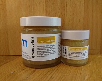sugar scrub - ginger orange- universal skin exfoliation and moisturization with essential oils - natural, organic, handmade in Sweden