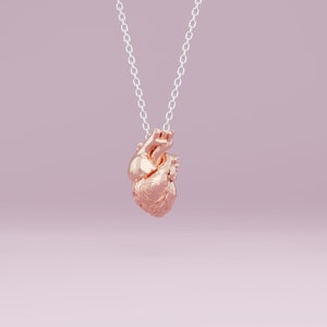 Anatomical heart necklace in rose gold
