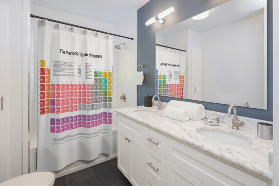 Periodic Table Of Elements Shower Curtain Geeky Nerdy Etsy