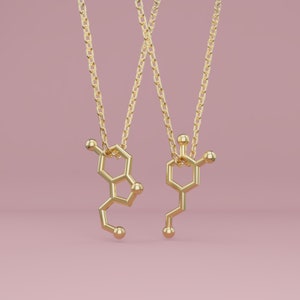 Serotonin & Dopamine Molecule Necklace