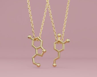 Collier de molécules de sérotonine et de dopamine