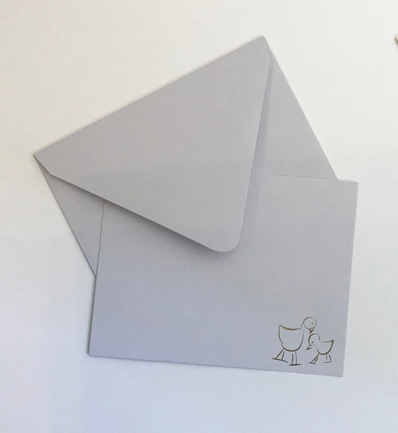 Notecard Grey Gold foil stamping Baby Bird Set of 10