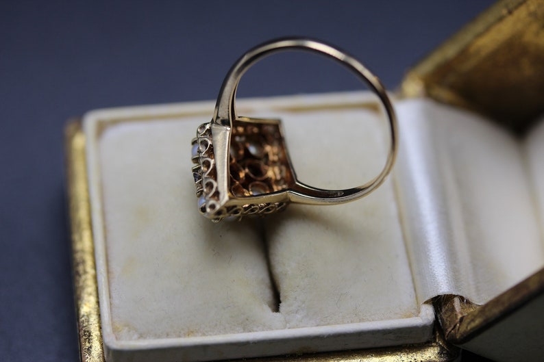 1900 Cocktail Ring Antique 10k Gold Ring R0304 Victorian Ring Fine Jewelry Size 6 14 Vintage Ring Garnet /& Seed Pearl Vintage Ring