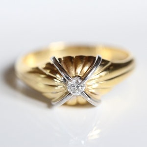 18k Gold Vintage Dome Diamond Ring-R1241