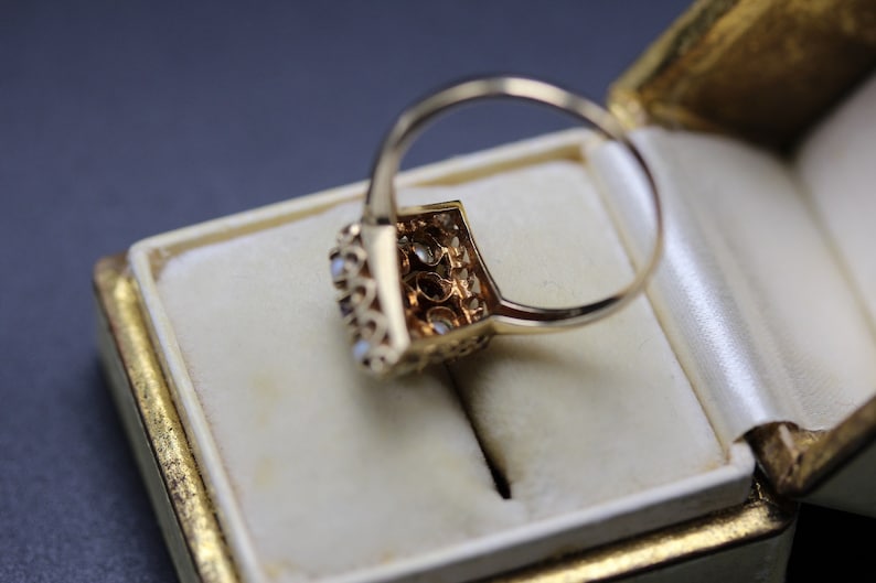 1900 Cocktail Ring Antique 10k Gold Ring R0304 Victorian Ring Fine Jewelry Size 6 14 Vintage Ring Garnet /& Seed Pearl Vintage Ring