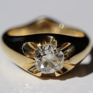 18k Gold 1.25ct Old Mine Cut Diamond Ring Handmade In Canada -R1228