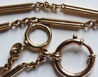 Cadena de eslabones alargados de oro macizo de 14 k con diseño antiguo - N0312