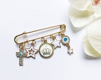 Stroller Pin, Baby Shower Gift, Baptism Gift, Baby Boy Gift, Christening Gift, Baby Brooch, Unique Gift for Baby, Evil Eye, Mothers Day