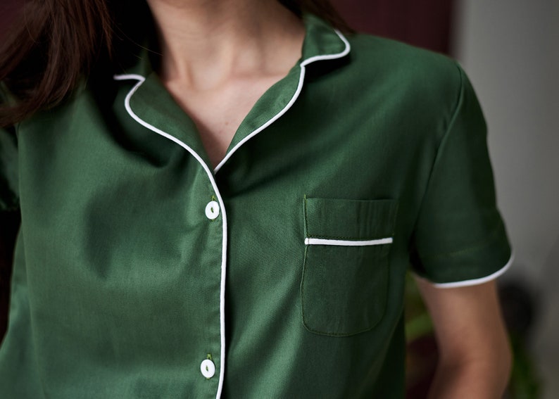 Family Pajamas Emerald Green Womens Cotton Summer Pajama Set Etsy