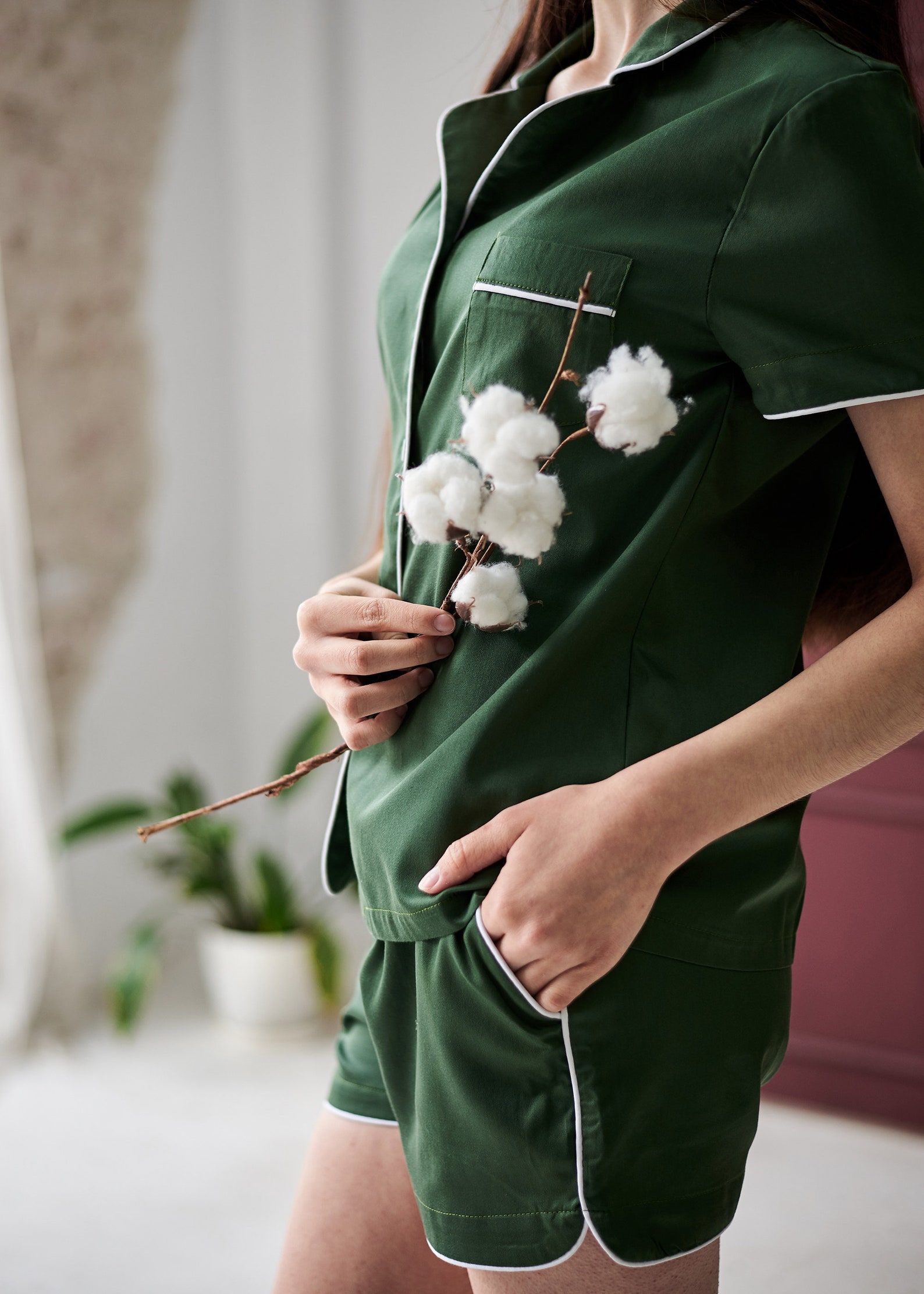 Family Pajamas Emerald Green Womens Cotton Summer Pajama Set Etsy