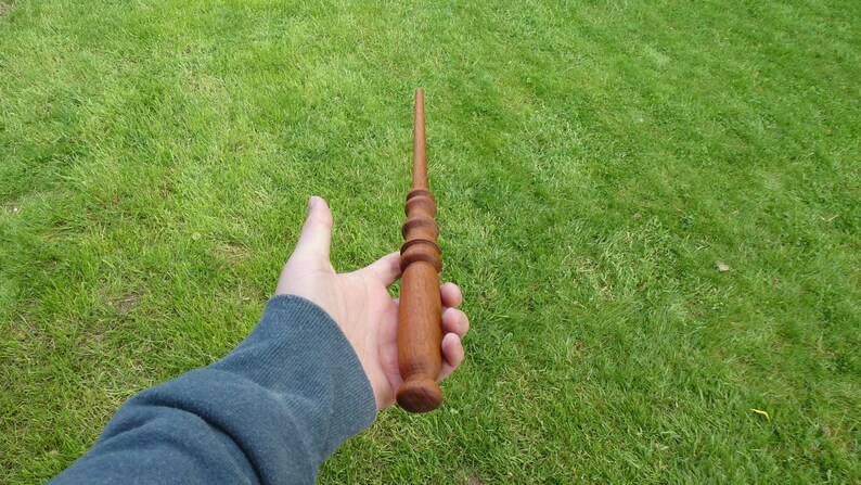 Bespoke Woodwork Witch Wooden Wand Wizard Handcrafted Collectable Unique Design One of a Kind Magic Wand Mahogany Wood