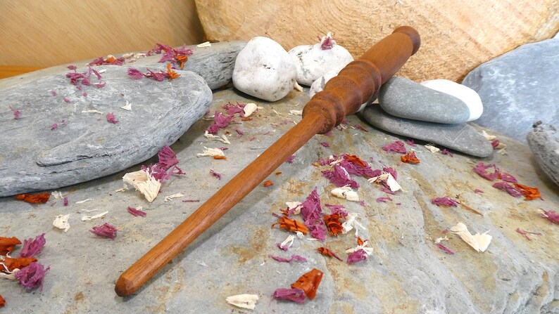 Bespoke Woodwork Witch Wooden Wand Wizard Handcrafted Collectable Unique Design One of a Kind Magic Wand Mahogany Wood