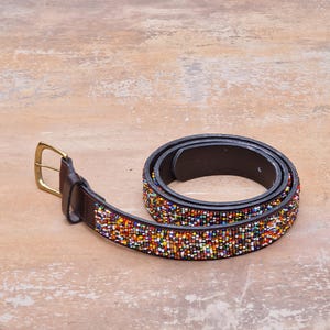 38 &quot;-43&quot;, 34&quot;-38&quot; Massai Perlengürtel, Ledergürtel, Unisex Gürtel, handgemachter Gürtel
