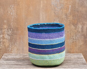 TABIA: 9"W x 10"H  Recycled wool & sisal basket /Storage basket /Planter basket