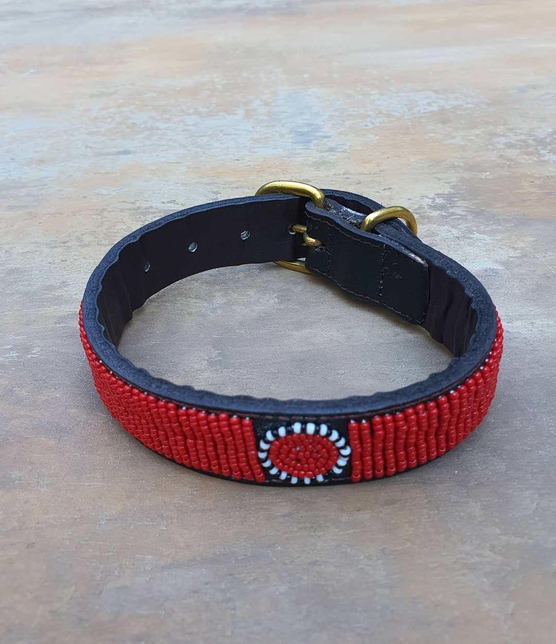 10.5' 13 Maasai Beaded Dog Collar Leather Beaded Etsy UK