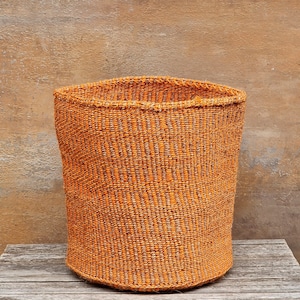 HASWA: 13W x14H Orange and natural sisal basket image 1