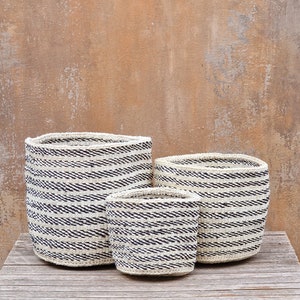 NGOZI: Black and white sisal patterned sisal basket