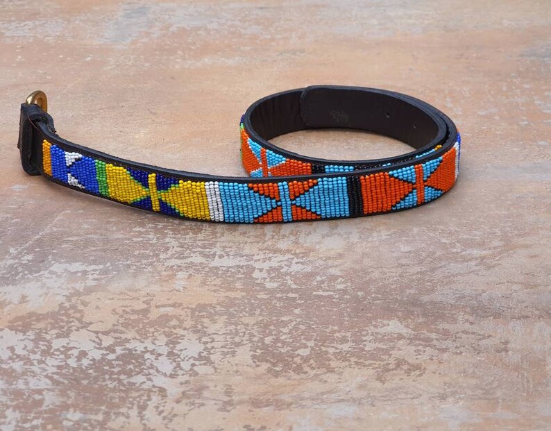 Leather beaded belt Ladies belt Unisex belt 26-29 Kids belt Beaded Maasai belt
