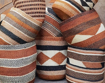 TAMADUNI:  Geometric earthy fine weave sisal baskets / Storage basket / Planter basket