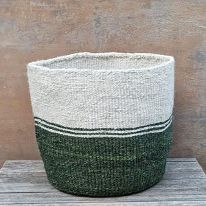 JANGWA: Cesta de sisal verde jungla y blanquecino de 35,5 cm de ancho x 35,5 cm de alto. Cesta para almacenar y jardineras.