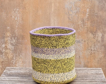 UMEME: 11"W x 11"H  Recycled wool & sisal basket / Storage basket