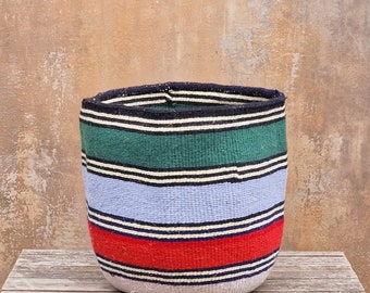 ENDA: 13"W x 13"H  Recycled wool and sisal basket /Storage basket