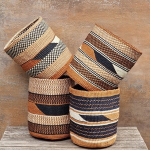 TAMADUNI: 9W x 9H Geometric fine weave sisal basket image 1