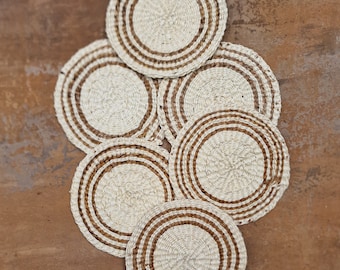 Set of 6 - Sisal & banana fibre coasters / Coasters