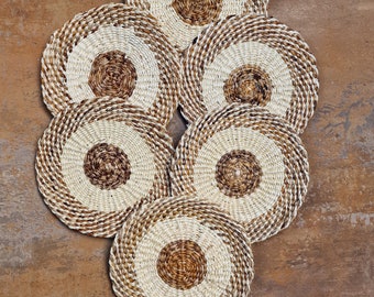 Set of 6 - sisal and banana fibre coasters / Coasters