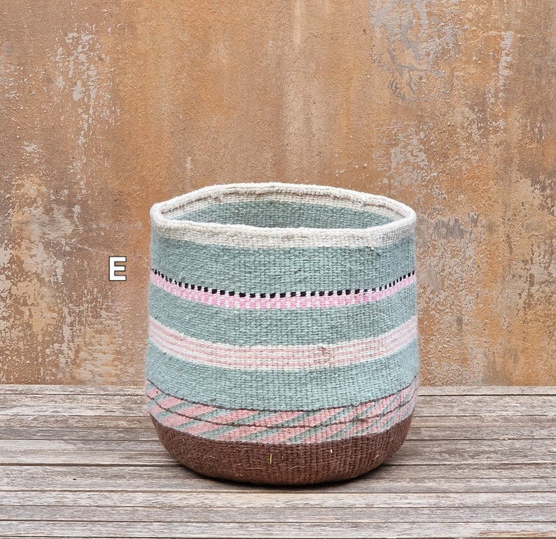 KANZU: 9W x 9H Recycled wool & sisal basket / Storage basket / Planter basket / Wool basket image 6