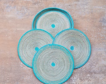 10"W  (25.4cm width) Rwanda sweetgrass set of 6 placemats