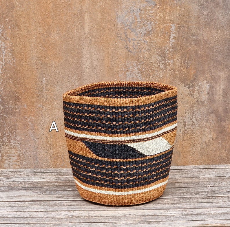 TAMADUNI: 9W x 9H Geometric fine weave sisal basket image 2