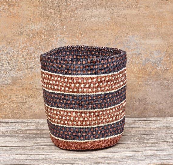 Panier Rangement Sisal Kenya - Pot De Fleurs Tissé Main - Artisanat Africain - Commerce équitable