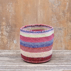 KANZU: 9W x 9H Recycled wool & sisal basket / Storage basket / Planter basket / Wool basket image 3