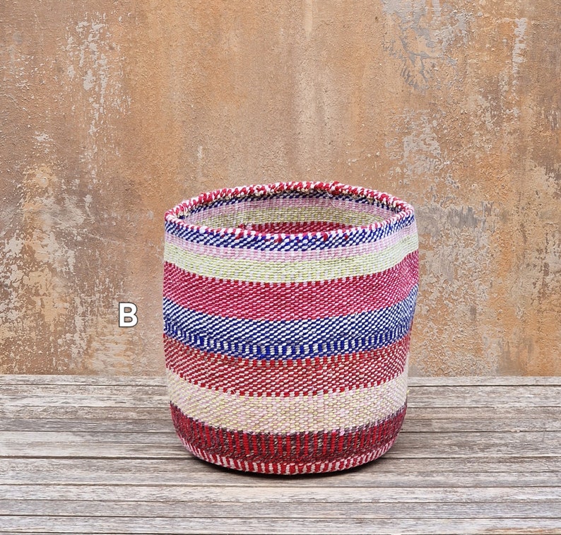 KANZU: 9W x 9H Recycled wool & sisal basket / Storage basket / Planter basket / Wool basket image 3