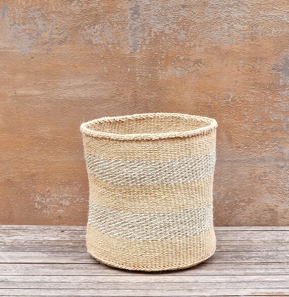 BURE 10w X 10h Apricot Pink Patterned Sisal Basket Planter Basket Storage Basket Etsy Canada