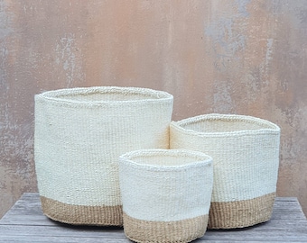 LIPUKA:  Dual tone natural sisal basket