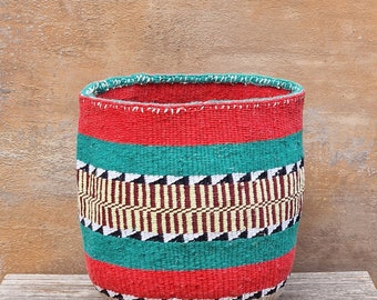 SHULE: 13"W x 13"H  Recycled wool basket /Wool basket /Storage basket /Planter basket