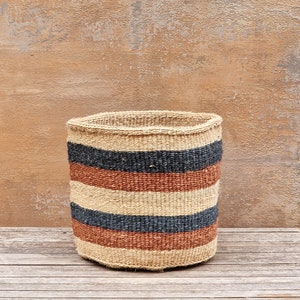 BAHATI: 10"W x 10"H Earthy patterned  sisal basket