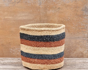 BAHATI: 10"W x 10"H Earthy patterned  sisal basket