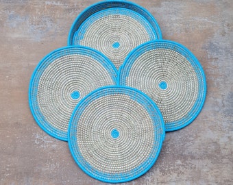 12" (30.4cm width) Rwanda sweetgrass set of 6 placemats