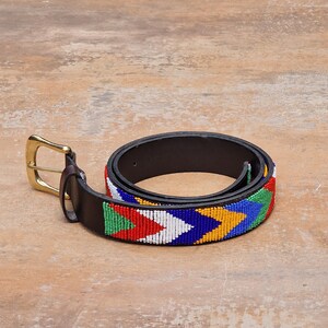 33"-38" Maasai beaded belt, Leather beaded belt, Unisex leather belt