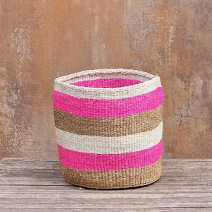 MTOTO: 10"W x 11"H Stripe sisal baskets / Storage basket / Planter basket