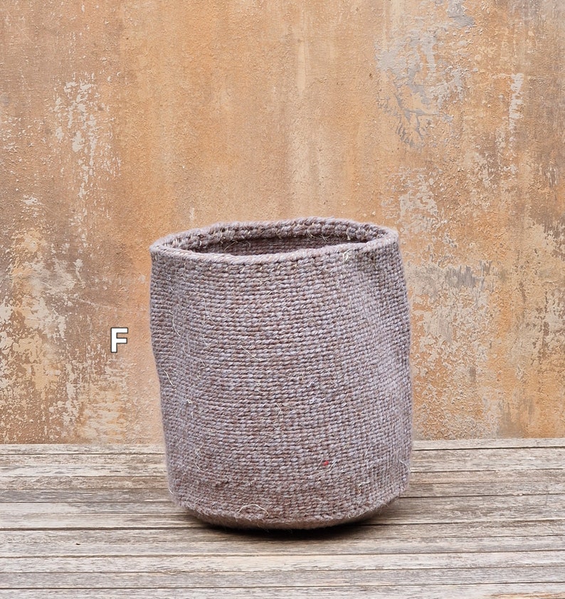 KANZU: 9W x 9H Recycled wool & sisal basket / Storage basket / Planter basket / Wool basket image 7