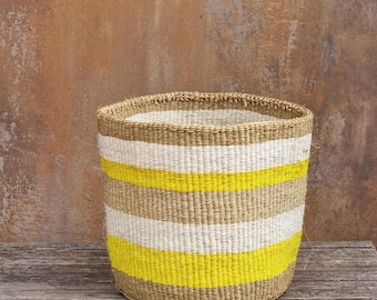 KATA: 10"W x 11"H Multicolour stripe basket / Storage basket / Planter basket