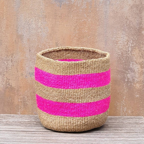 REMBO: Fuchsia & natural sisal basket