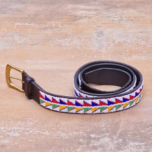 36 &quot;-41&quot; Massai Perlengürtel, Lederperlengürtel, Unisex Gürtel, Perlengürtel