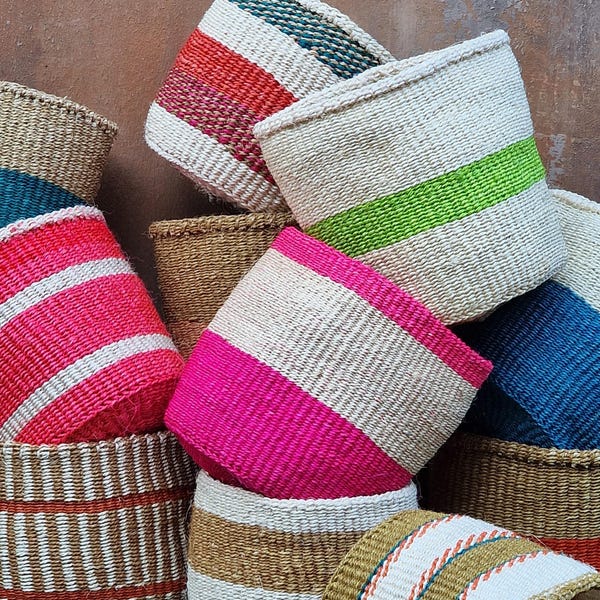 GILGIL: 6"W x 6" H Storage sisal basket / Planter basket